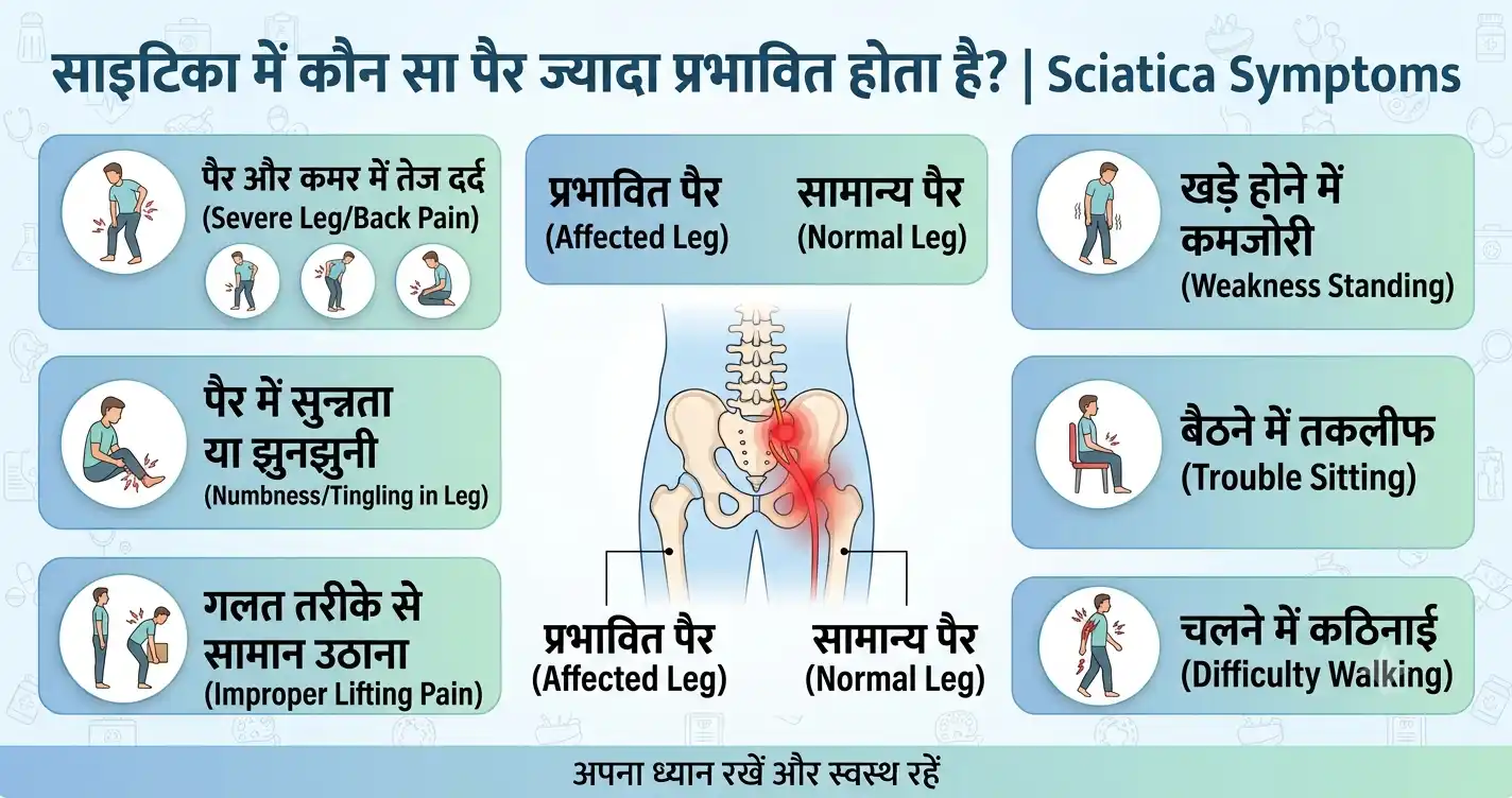 साइटिका में कौन सा पैर ज्यादा प्रभावित होता है? | Sciatica Symptoms