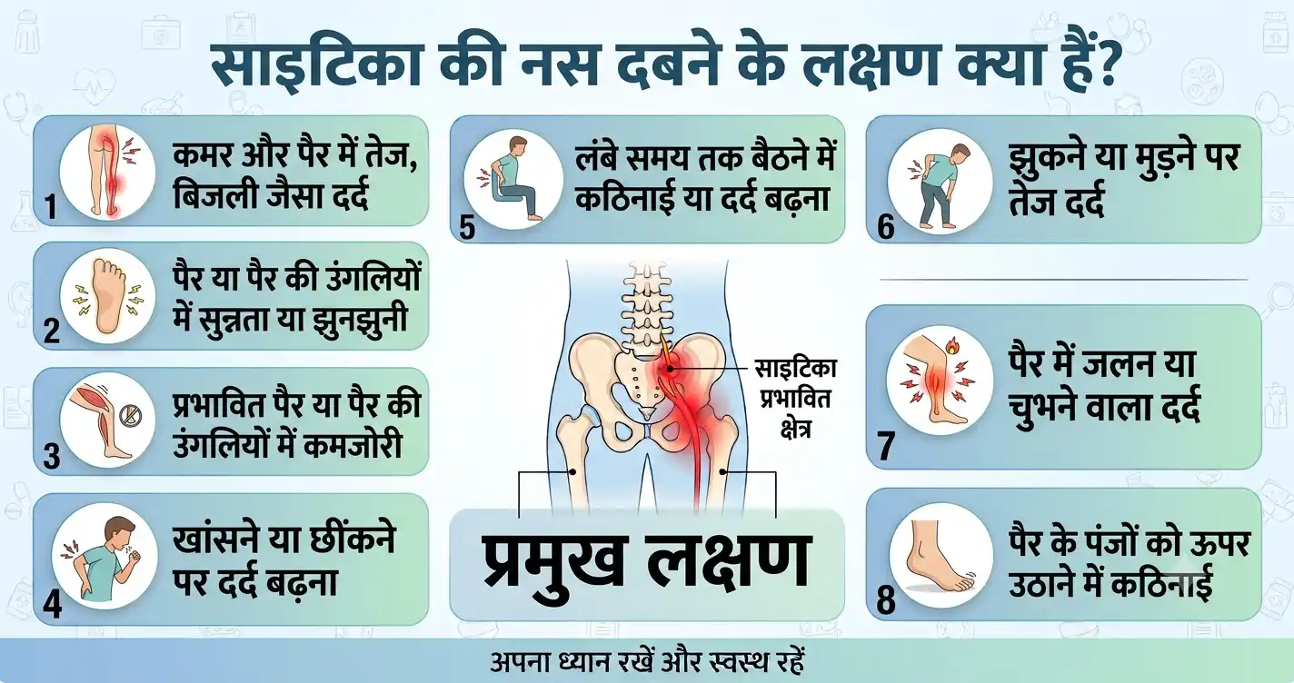 साइटिका की नस दबने के लक्षण क्या हैं?