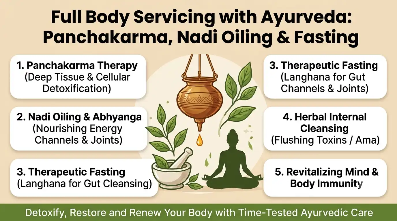 Full Body Servicing with Ayurveda: Panchakarma, Nadi Oiling & Fasting