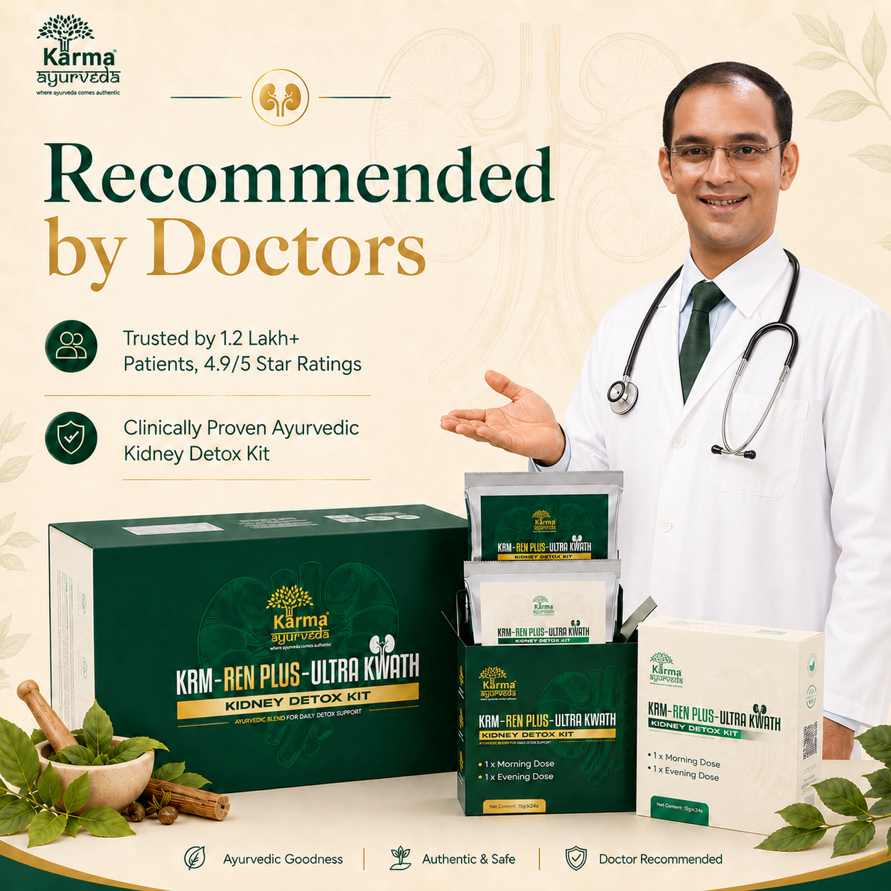 Karma Ayurveda KRM-Ren-Plus Ultra Kwath – Ayurvedic Kidney Detox & Creatinine Support Kit